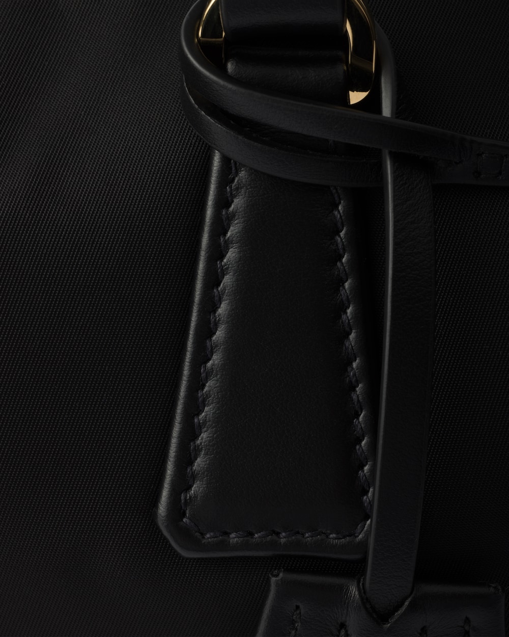 Re-Nylon and Leather Medium Top-Handle Bag With Padlock - Image 6